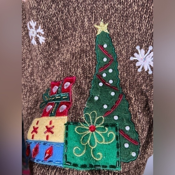 Vintage 90s Tiara Intnatl. Christmas zip up sweater jacket embroidered sz 3X - Picture 4 of 9